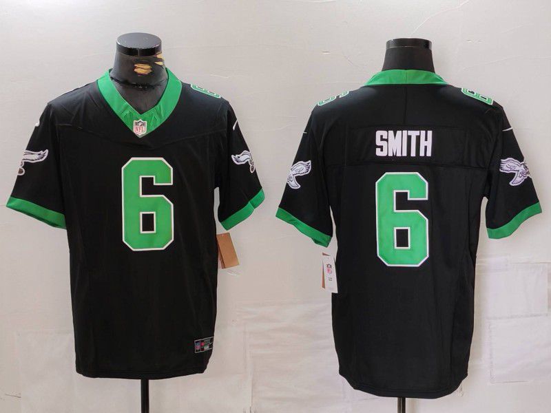 Men Philadelphia Eagles #6 Smith Black three generations Throwback 2024 Nike Limited NFL Jersey style 1->philadelphia eagles->NFL Jersey